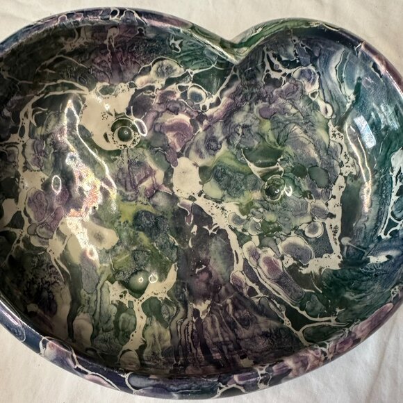 McCoy Cascade Line Pottery Heart Kidney Shape Glazed Pottery 1960’s MCM Vintage - Picture 3 of 11